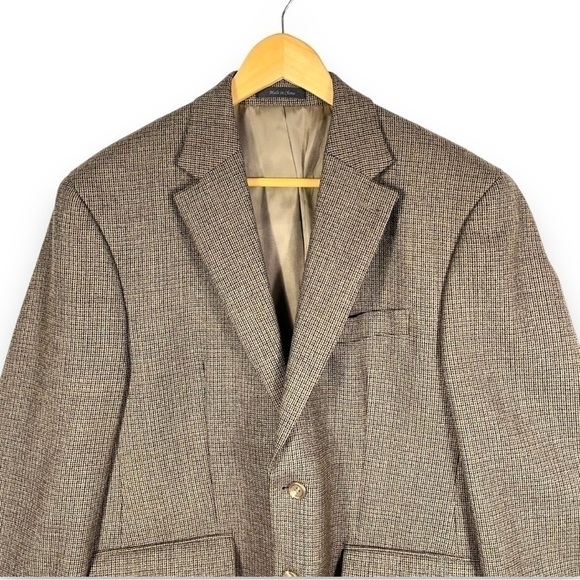 Chaps 100% Wool Single Breasted 2 Button Sportscoat Blazer, Brown Tweed, 40S - Picture 2 of 10